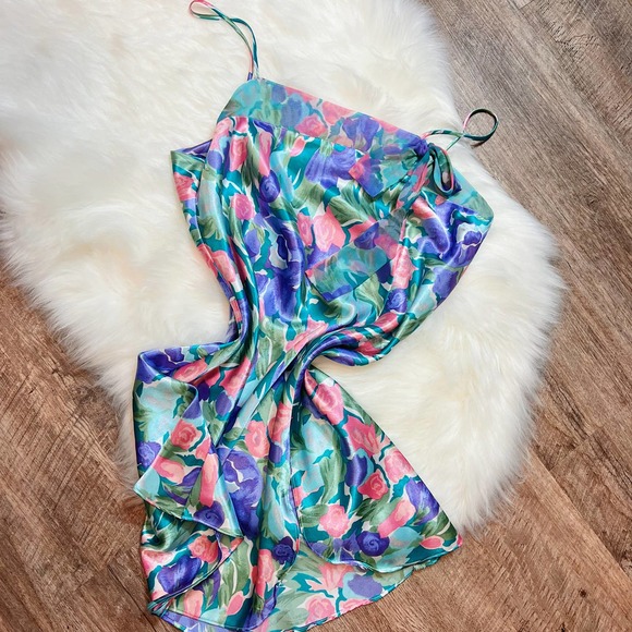 Victoria's Secret Vintage Gold Label Floral Peignoir Set Robe & Slip - Size M - Picture 3 of 5